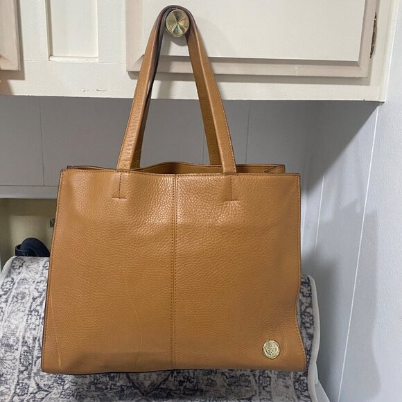 Vince Camuto ELVAN-TO Pebbled Leather Tote in Walnut Brown Large - Picture 4 of 8